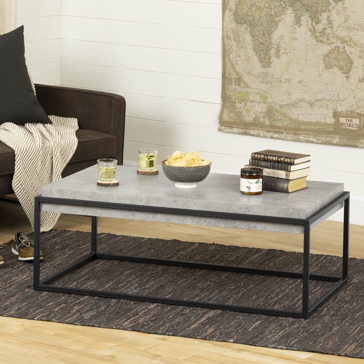 Mezzy Modern Industrial Coffee Table : Buy Measmor In Natural And Caviar Black Cocktail Tables (View 2 of 15)