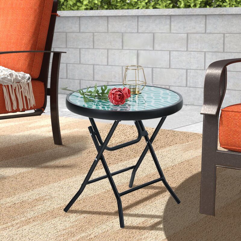 Mf Studio Outdoor Side Table Round Folding End Coffee Intended For Round Iron Coffee Tables (View 4 of 15)