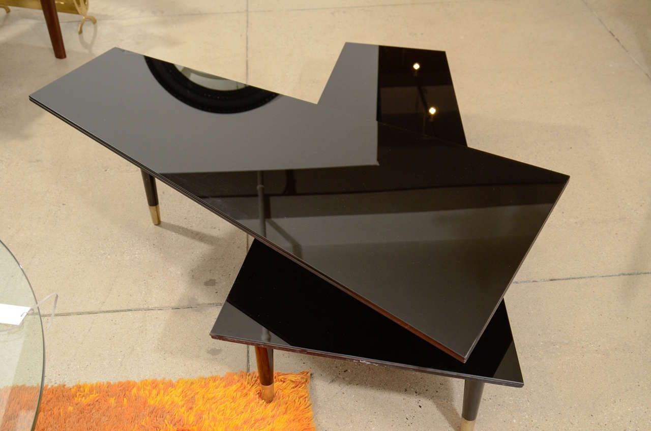 Mid Century Black Mirrored Multi Directional Cocktail Intended For Mirrored And Chrome Modern Cocktail Tables (View 7 of 15)