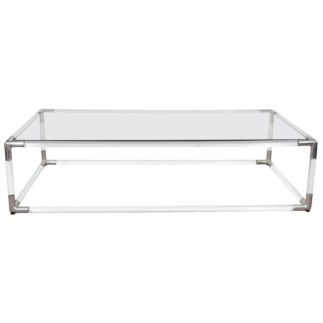 Mid Century Lucite And Chrome Rectangular Coffee Table W With Chrome And Glass Rectangular Coffee Tables (View 12 of 15)