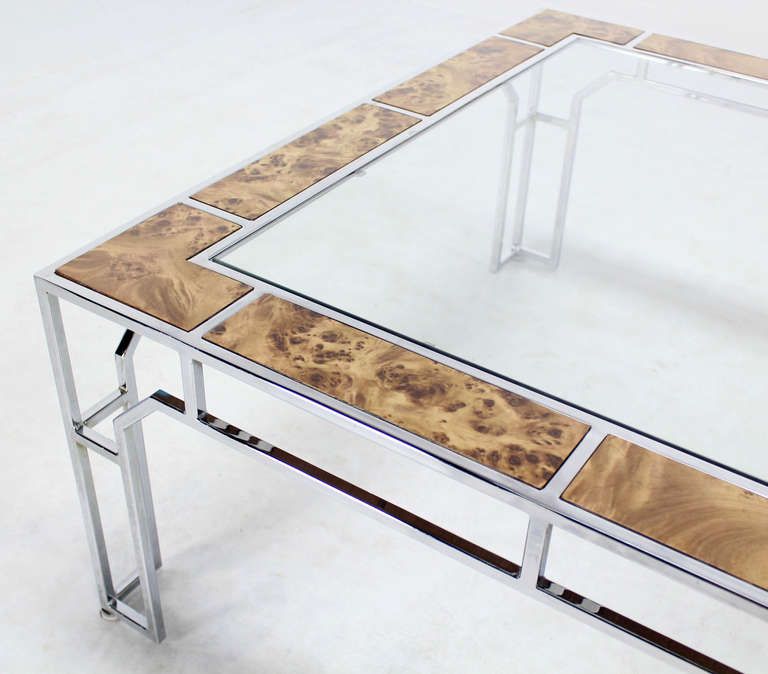 Mid Century Modern, Chrome And Glass Square Coffee Table For Chrome And Glass Modern Coffee Tables (View 13 of 15)