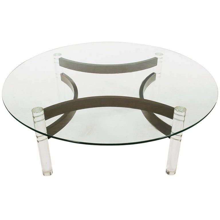 Midcentury Danish Modern Lucite, Bentwood And Glass Within Acrylic Modern Coffee Tables (View 7 of 15)