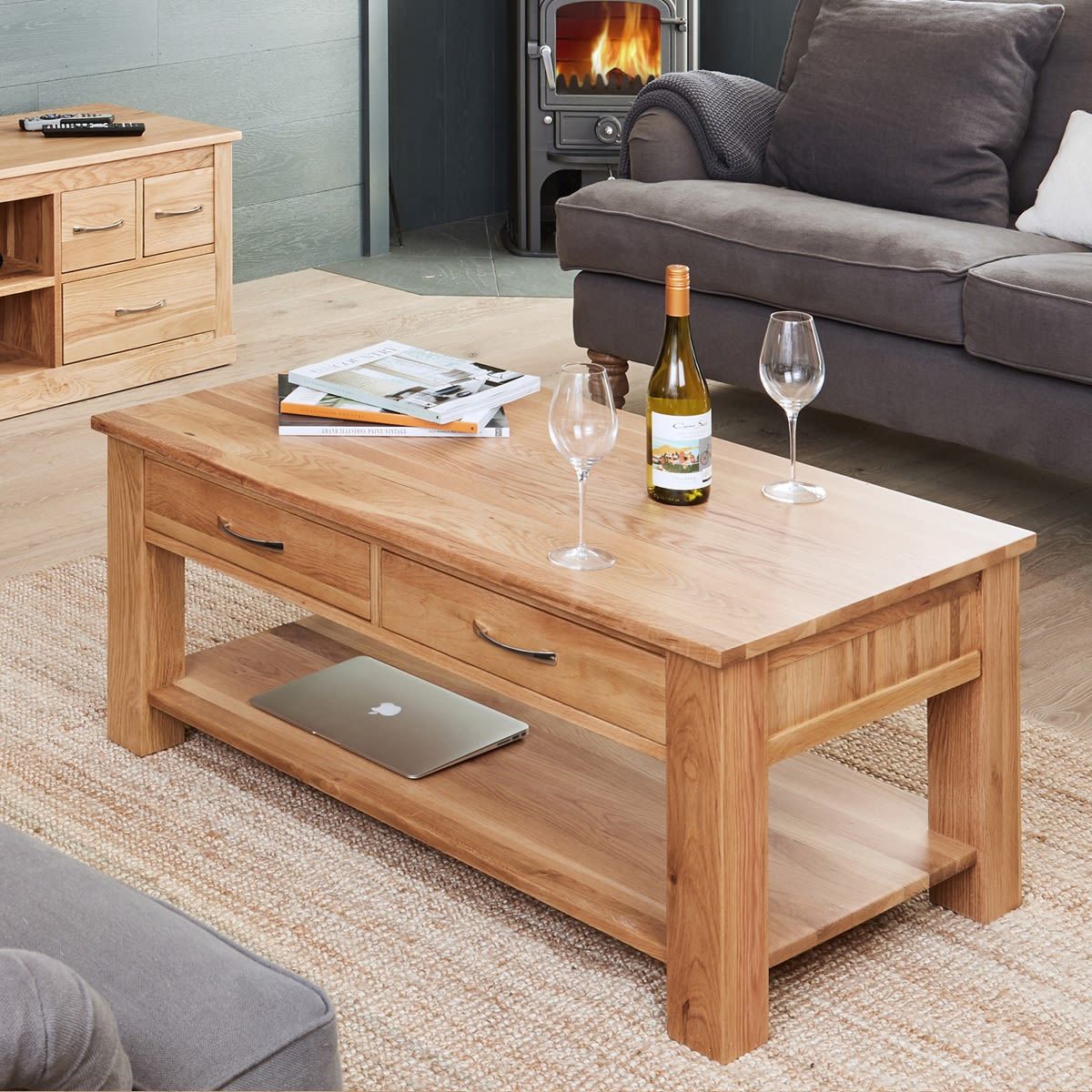 Mobel Oak Four Drawer Coffee Table Was £420.00 Now £ (View 2 of 15)