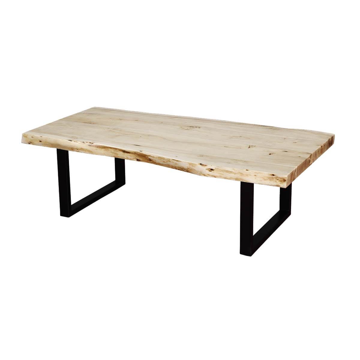 Modern 51" Acacia Wood & Black Iron Leg Live Edge Coffee Table In Oak Wood And Metal Legs Coffee Tables (View 5 of 15)