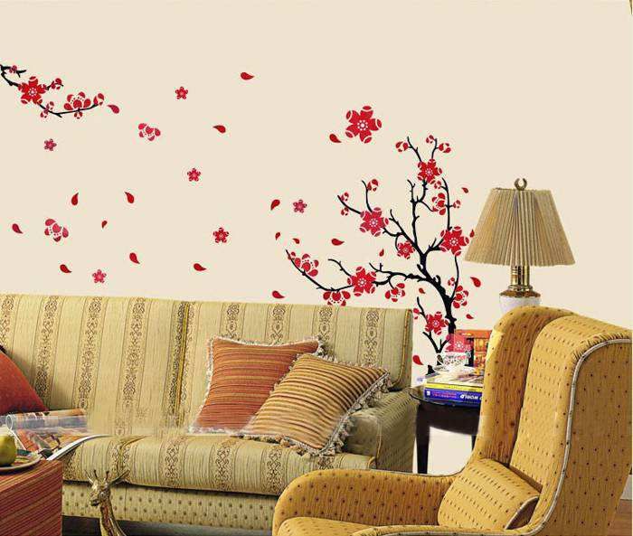 Modern Blossom Flower Wall Decal | Easy To Apply Wall Stickers Regarding Stripes Wall Art (View 2 of 15)