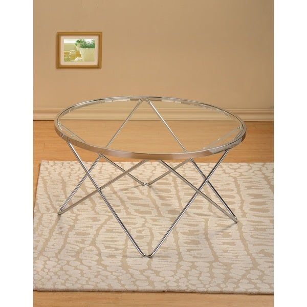 Modern Chrome And Glass Round Cocktail Coffee Table – Free Within Chrome And Glass Modern Coffee Tables (View 9 of 15)