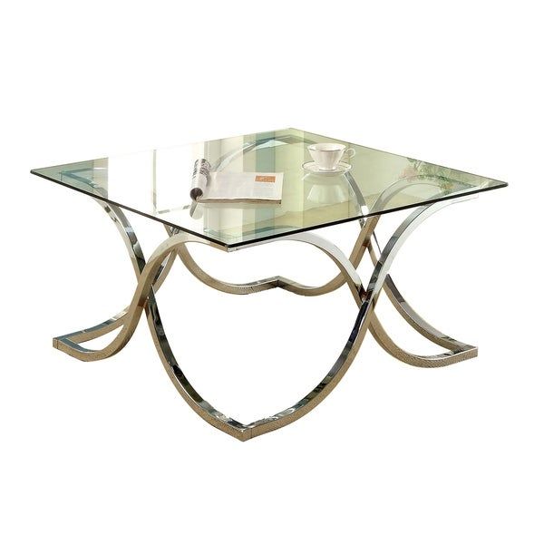Modern Coffee Table With Glass Top And Curved Chrome Legs For Chrome And Glass Modern Coffee Tables (View 15 of 15)