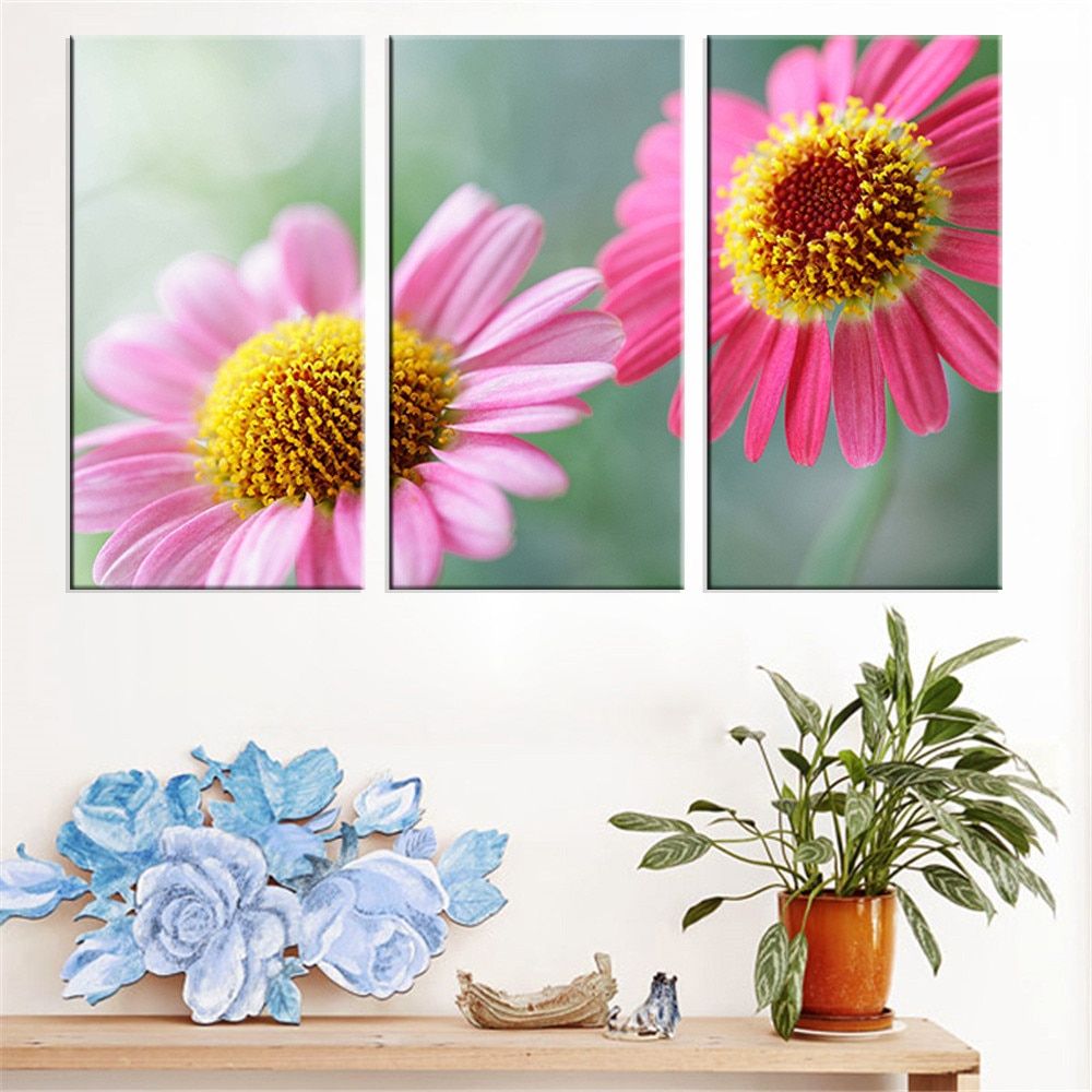 Modern Flower Art Canvas Prints Pink Flower Wall Art With Flowers Wall Art (View 12 of 15)