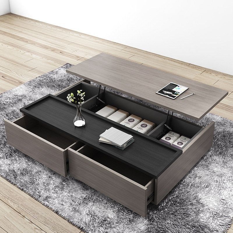Modern Lift Top Wood Storage Coffee Table Gray And Black Regarding Gray Driftwood Storage Coffee Tables (View 14 of 15)