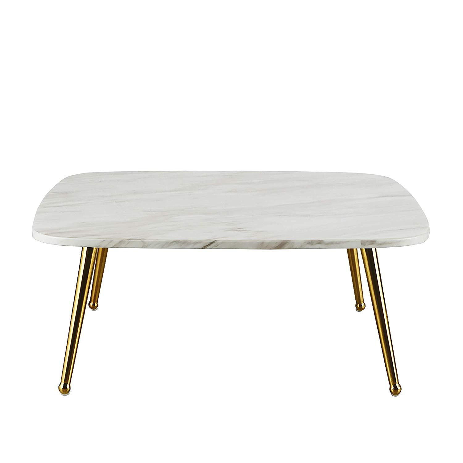 Modern Mid Century Coffee Table With Marble Print And Gold Inside White Marble Gold Metal Coffee Tables (View 4 of 15)