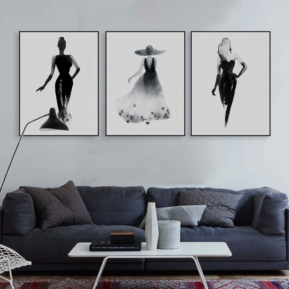 Modern Nordic Black White Beauty Canvas Art Print Poster Pertaining To Monochrome Framed Art Prints (View 11 of 15)