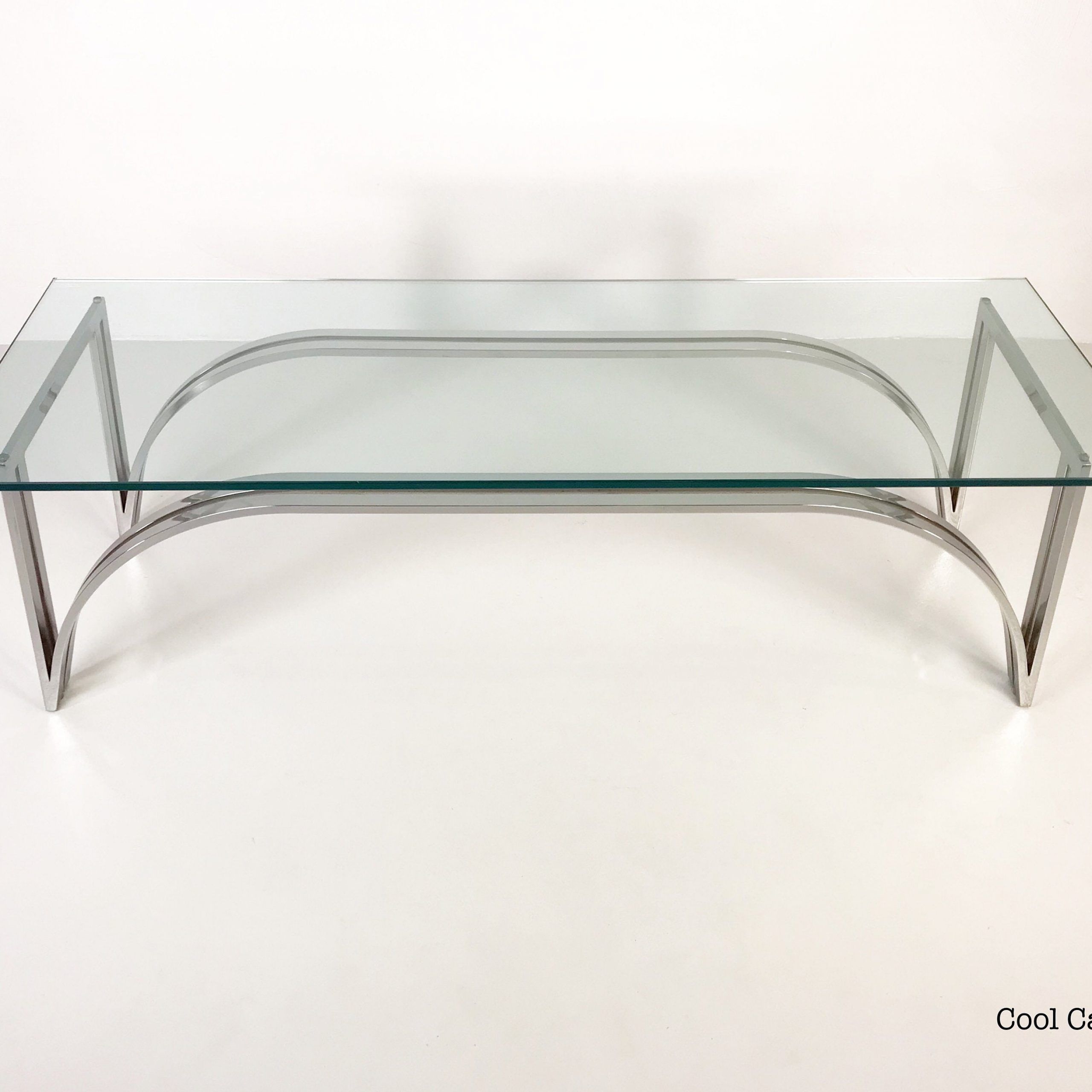 Modern Rectangular Chrome Glass Top Coffee Table, Circa Regarding Chrome And Glass Rectangular Coffee Tables (View 3 of 15)