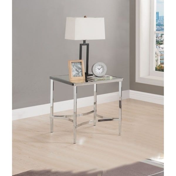 Modern Style Square Metal Frame End Table With Mirrored Throughout Square Modern Accent Tables (View 13 of 15)