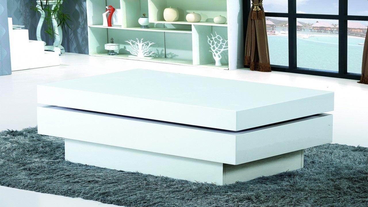 Modern White Gloss Coffee Table – Homegenies For Square High Gloss Coffee Tables (View 12 of 15)