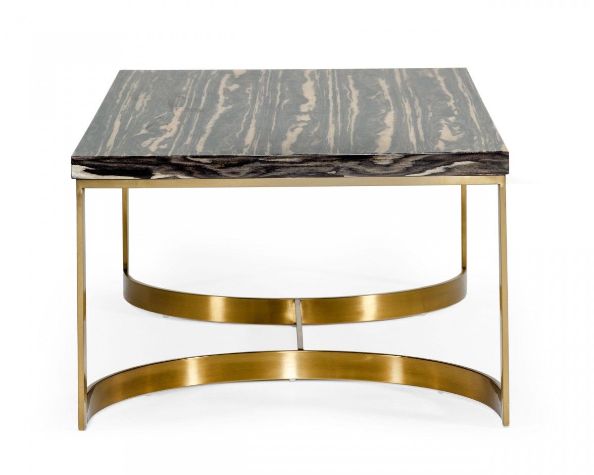 Modrest Greely – Glam Black And Gold Marble Coffee Table Within Square Black And Brushed Gold Coffee Tables (View 7 of 15)