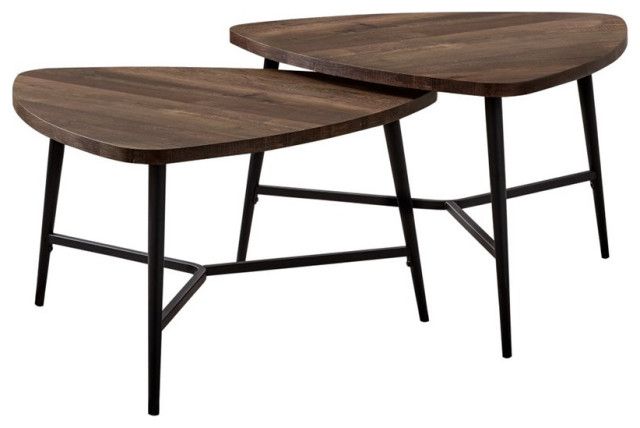 Monarch 2 Piece Contemporary Wood Top Nesting Coffee Table Pertaining To 2 Piece Modern Nesting Coffee Tables (View 14 of 15)