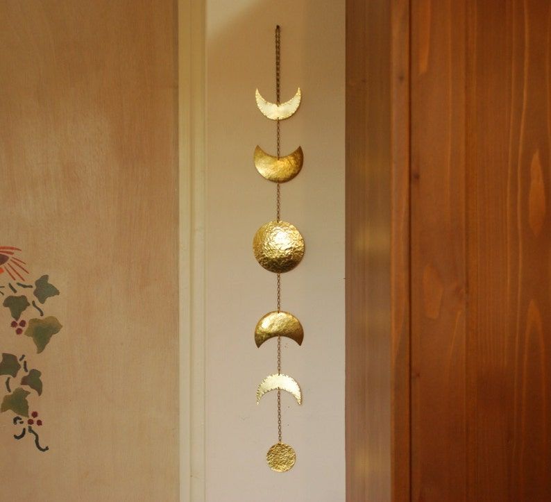 Moon Phases Wall Hanging Brass Moon Wall Decor Full Moon With Lunar Wall Art (Photo 6 of 15)