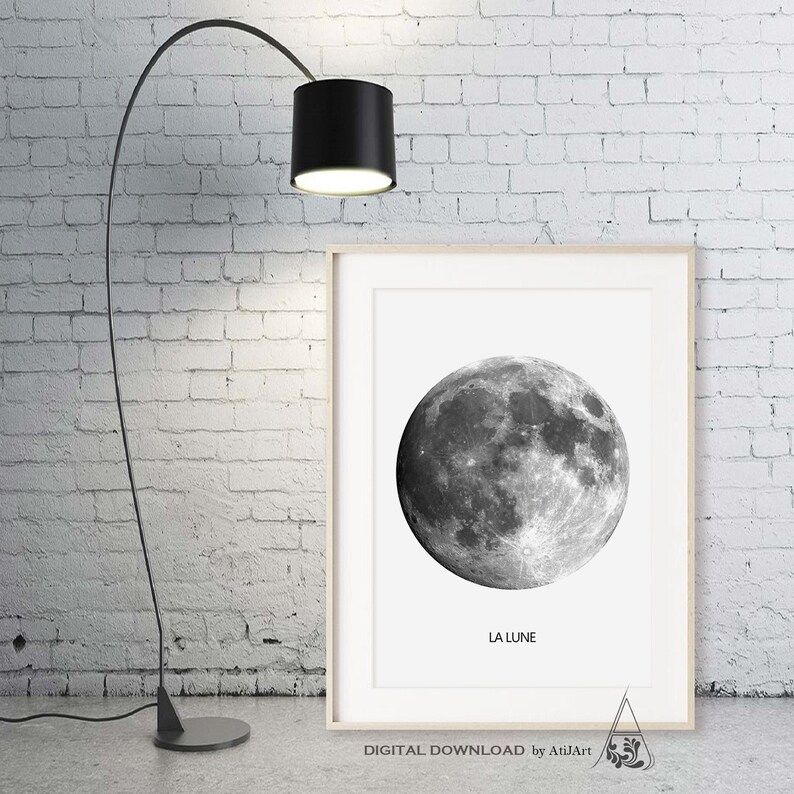Moon Print Moon Photo Planet Wall Art Instant Download | Etsy In Lunar Wall Art (View 4 of 15)