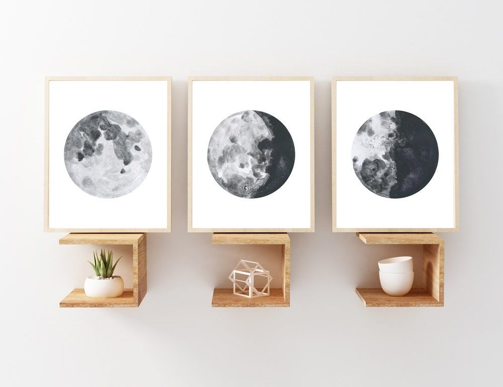 Moon Wall Decor Moon Wall Art Moon Poster Moon Phases Wall Intended For Lunar Wall Art (View 8 of 15)