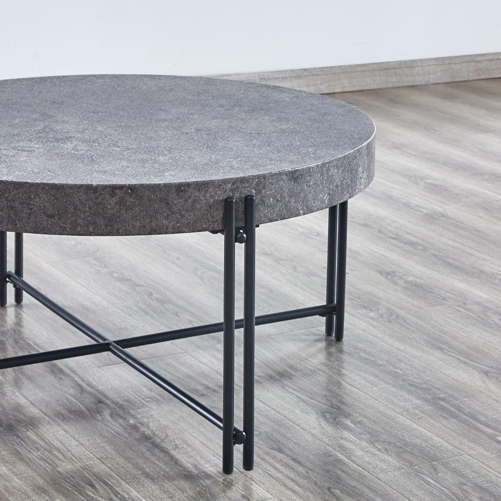 Morgan Mottled Grey And Black Round Cocktail Table Regarding Caviar Black Cocktail Tables (View 9 of 15)