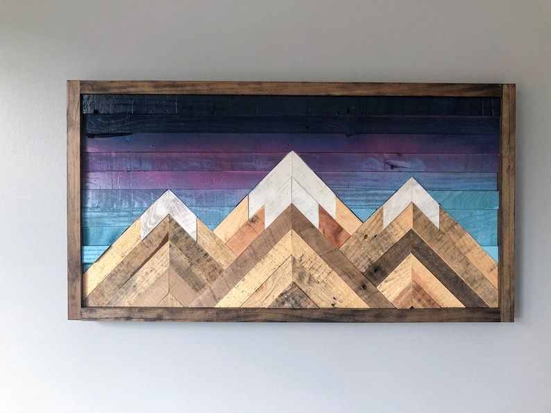 Mountain Wood Wall Art/decor 24in X 12in | Etsy Inside Mountains Wood Wall Art (View 8 of 15)