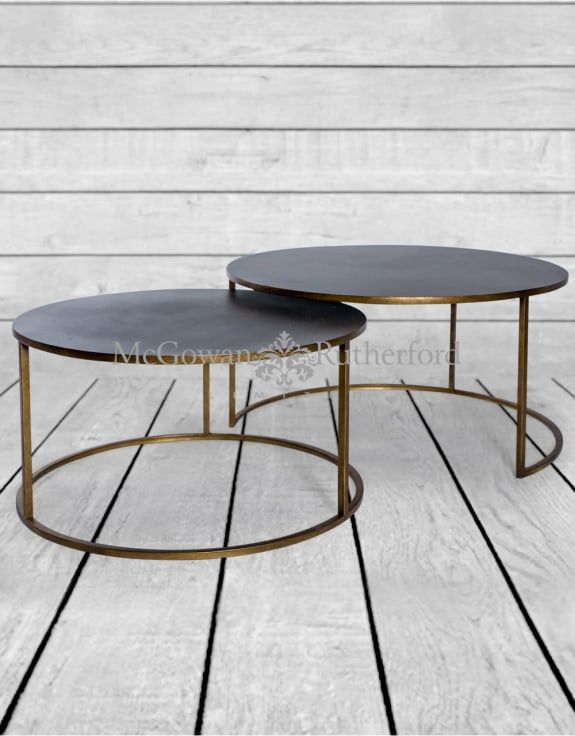Nest Of 2 Antique Gold/bronze Metal Coffee Tables Intended For Antique Gold Nesting Coffee Tables (View 5 of 15)