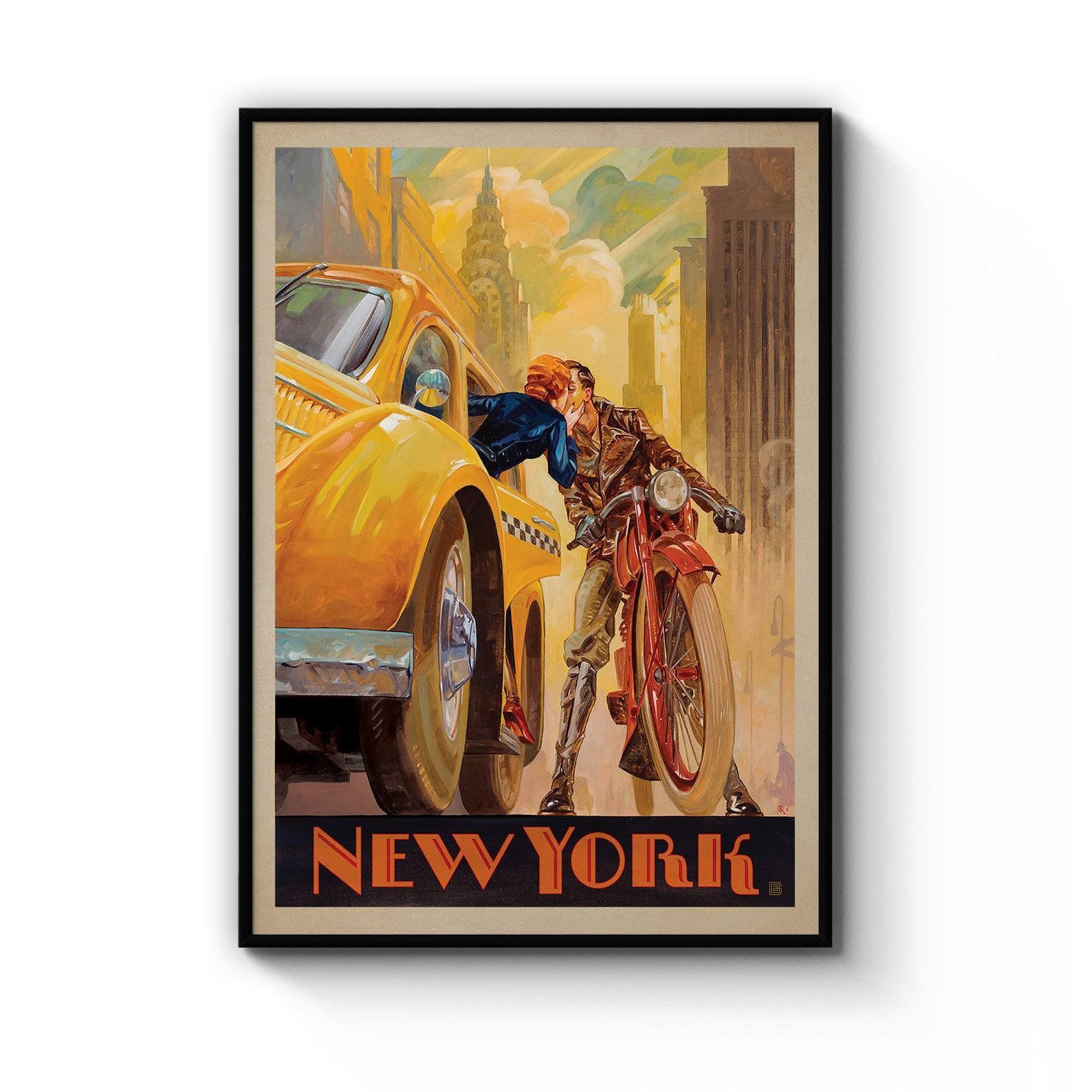 New York City Romance Travel Vintage Romantic Advert In New York City Framed Art Prints (View 13 of 15)