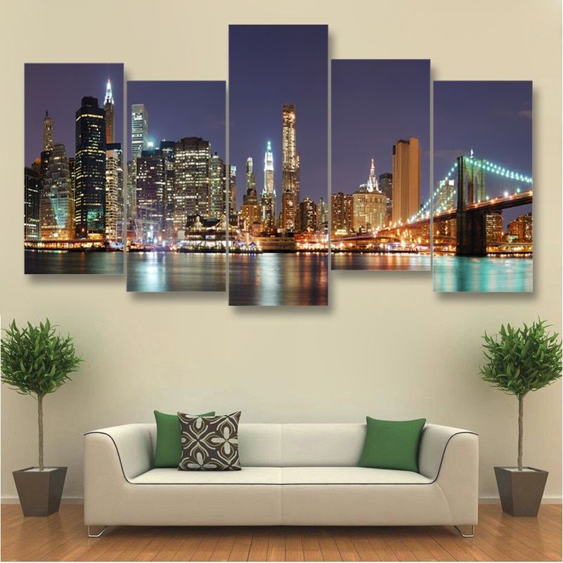 (no Framed) Famous Brooklyn Bridge New York City Night 5 With Regard To New York City Framed Art Prints (View 7 of 15)