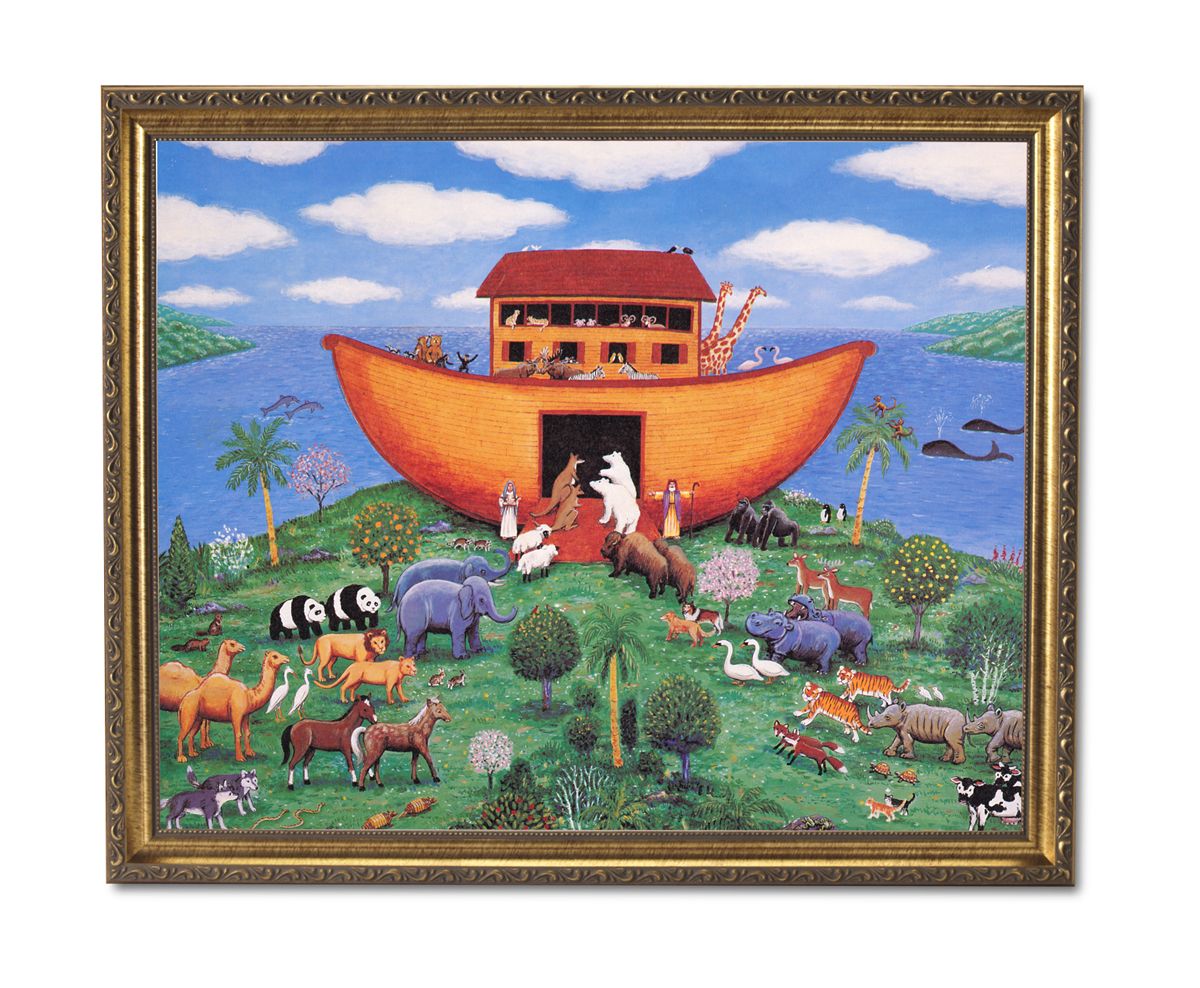 Noahs Ark Animals #1 Kids Room Religious Wall Picture Gold In Children Framed Art Prints (View 4 of 15)
