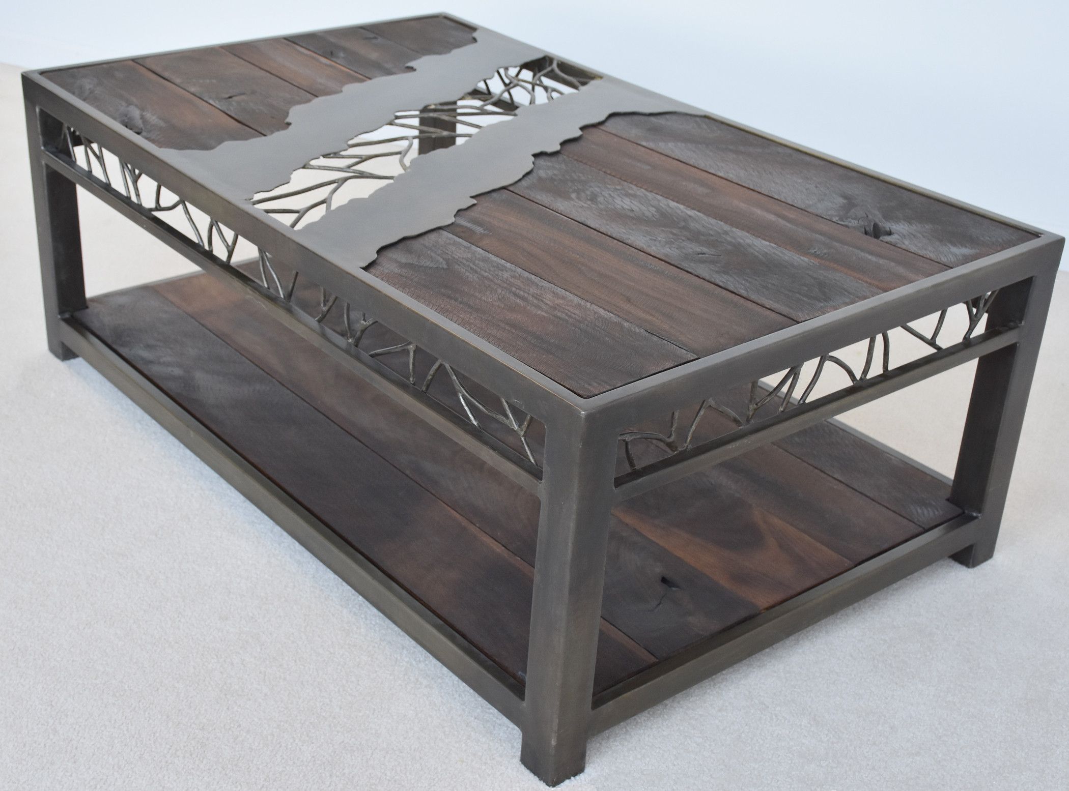 Nollette Metal Works :: Rustic Walnut And Oxidized Metal In Oxidized Coffee Tables (Photo 5 of 15)