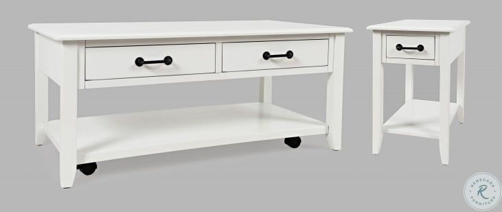 North Fork Country White 2 Drawer Cocktail Table From For 2 Drawer Cocktail Tables (View 15 of 15)