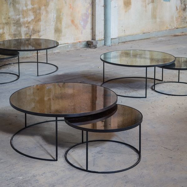 Notre Monde | Bronze Nesting Coffee Table Set – 20700 Regarding Bronze Metal Rectangular Coffee Tables (View 6 of 15)