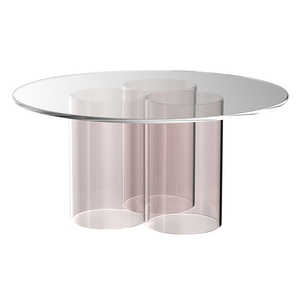 Nunki Round Coffee Table – Clear Glass, Blush – Rouse Home Pertaining To Clear Glass Top Cocktail Tables (View 14 of 15)