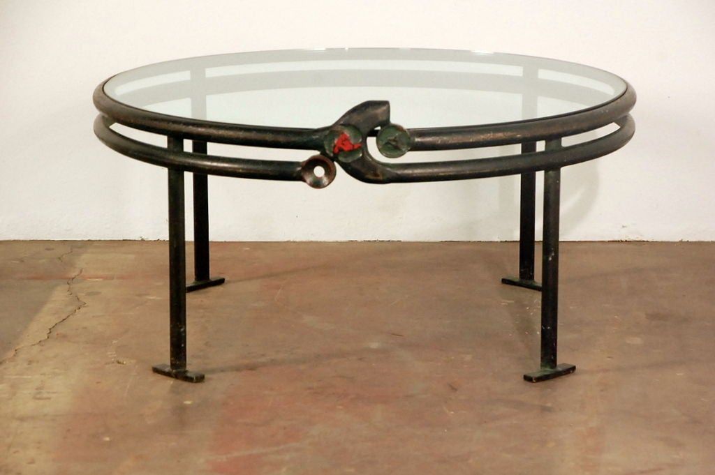 One Of A Kind Wrought Iron Round Coffee Table At 1stdibs Regarding Round Iron Coffee Tables (View 13 of 15)