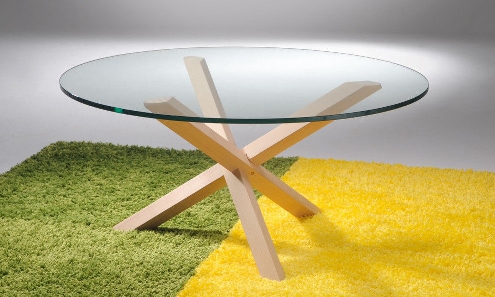 Opal Clear Glass Coffee Table With Beech Leg Pertaining To Clear Coffee Tables (View 10 of 15)