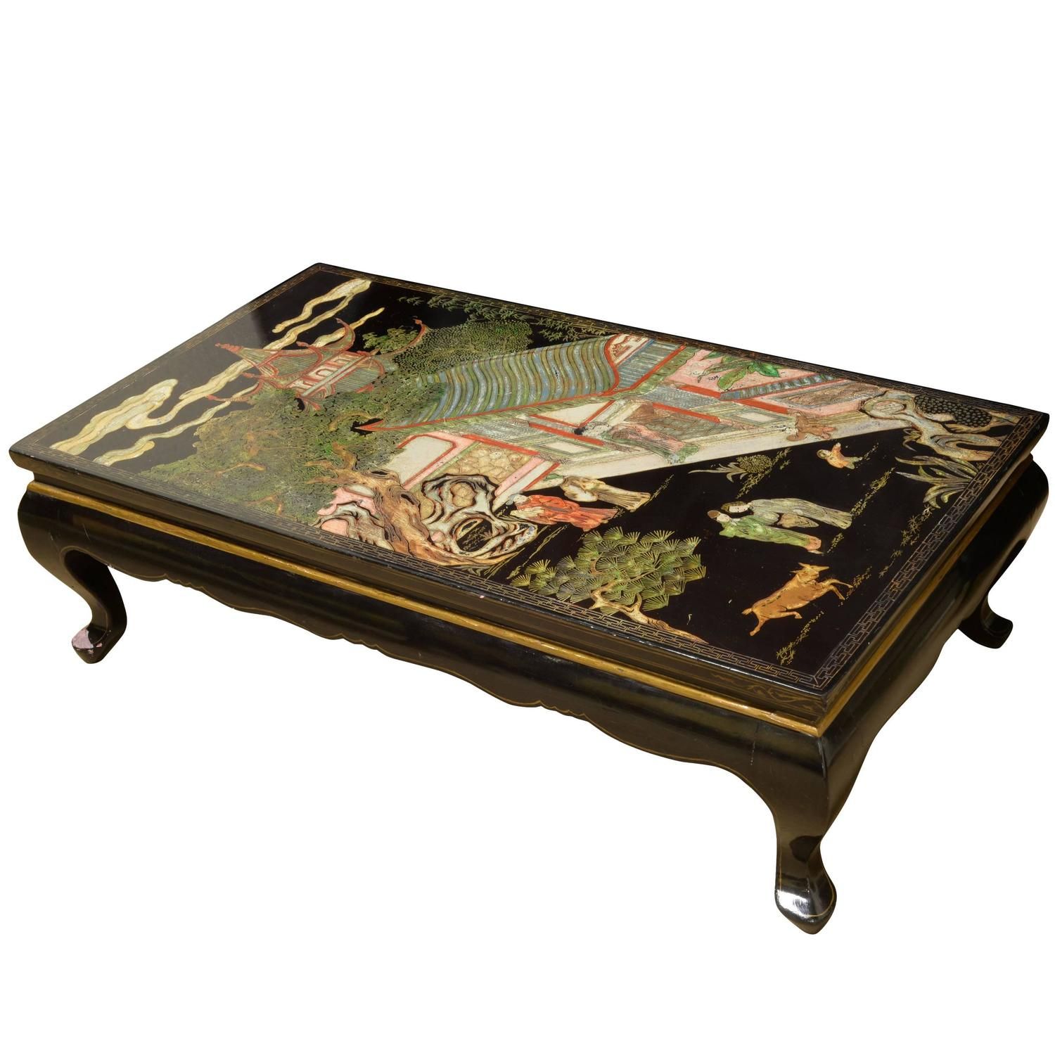 Oriental Black Lacquer Coffee Table At 1stdibs Pertaining To Antique White Black Coffee Tables (Photo 8 of 15)