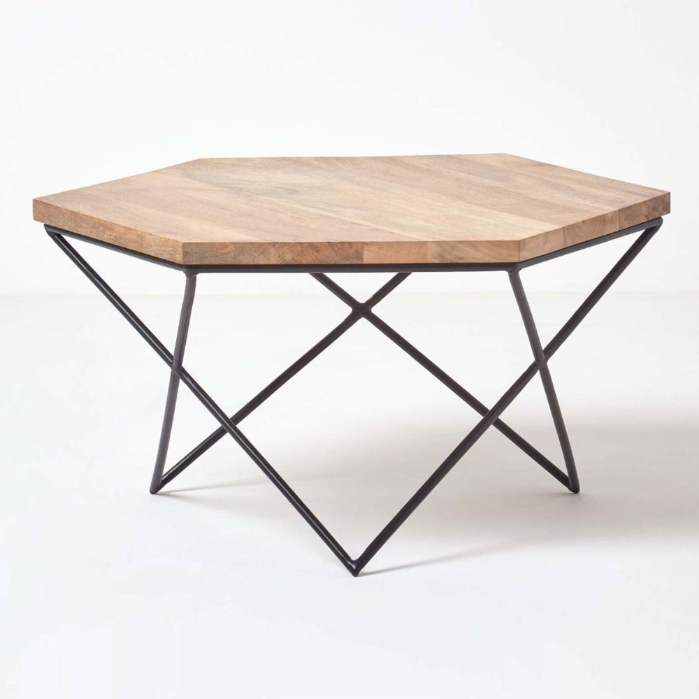 Orion Hexagon Coffee Table, Natural | Geometric Coffee Inside Geometric Coffee Tables (Photo 11 of 15)