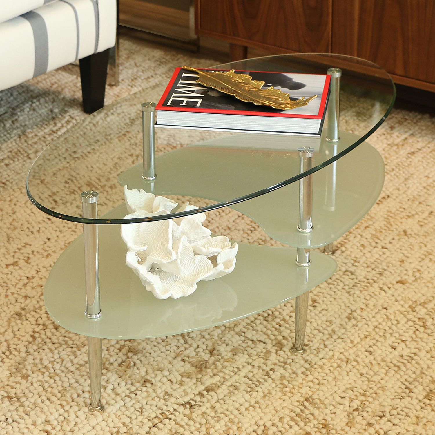 Oval Glass Coffee Table With Chrome Legs – Pier1 Imports Intended For Glass And Gold Oval Coffee Tables (View 6 of 15)