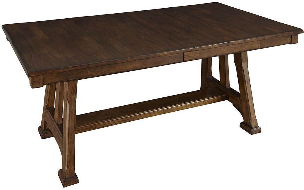 Ozark 92" Warm Pecan Extendable Trestle Dining Table Inside Warm Pecan Coffee Tables (View 15 of 15)