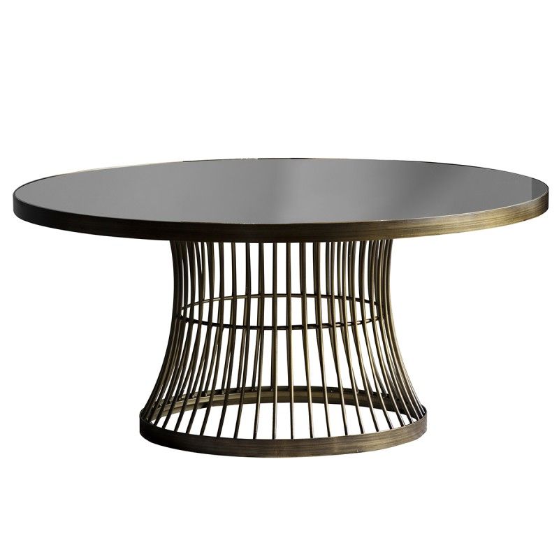Paddy Metal Round Coffee Table, 90cm, Black / Antique Brass Within Antique Silver Aluminum Coffee Tables (View 8 of 15)