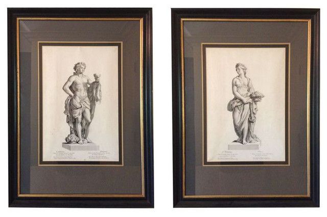 Pair Of Framed Black And White Classical Prints – $1,700 With Regard To Monochrome Framed Art Prints (View 10 of 15)