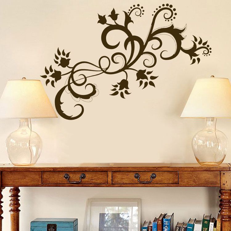 Paisley Swirls Flowers Vinyl Wall Decals Intended For Stripes Wall Art (View 13 of 15)