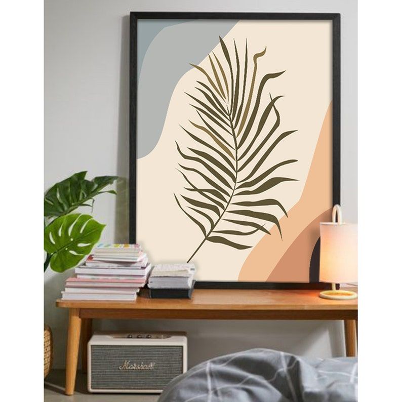 Palm Leaf Wall Art Boho Leaf Print Abstract Leaf Print | Etsy Throughout Palm Leaves Wall Art (View 15 of 15)