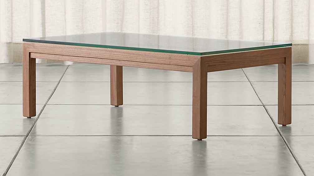 Parsons Clear Glass Top/ Elm Base 48x28 Small Rectangular Pertaining To Rectangular Glass Top Coffee Tables (View 9 of 15)