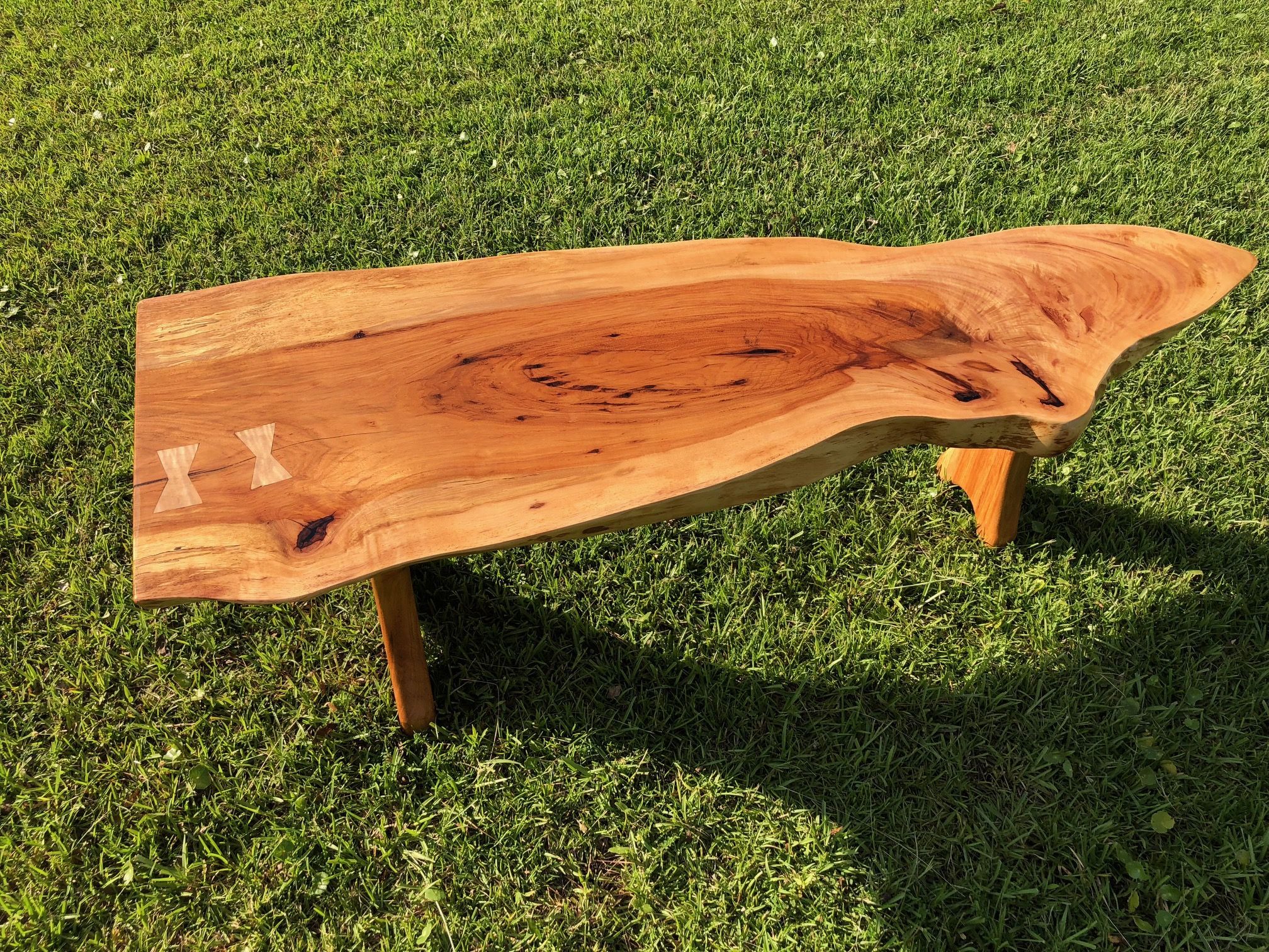 Pecan Slab Coffee Table, Custom Madeaugie's Woodcrafts With Regard To Warm Pecan Coffee Tables (View 10 of 15)