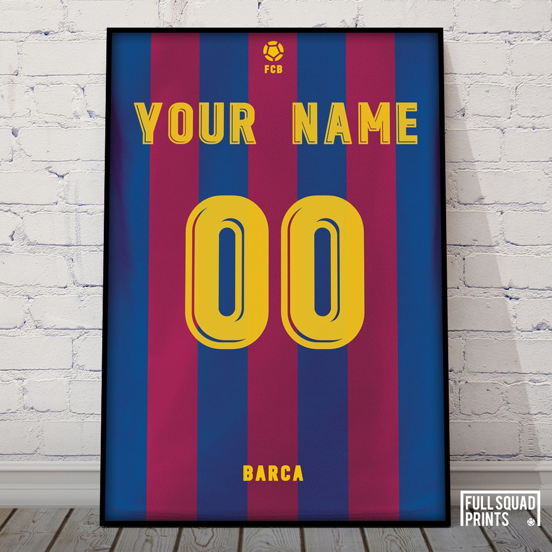 Personalised Barcelona Football Poster – Football Gifts For Barcelona Framed Art Prints (View 9 of 15)