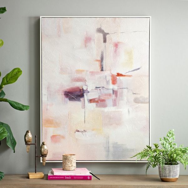 Pink Abstract Framed Canvas Art Print From Kirkland's In With Modern Framed Art Prints (View 10 of 15)