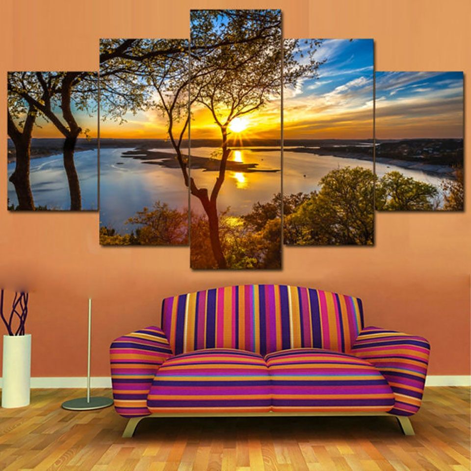 Posters Tableau Wall Art Home Decor Modern 5 Panel Throughout Natural Framed Art Prints (View 2 of 15)