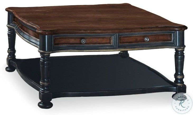 Preston Ridge Black Square Cocktail Table From Hooker Intended For Natural And Black Cocktail Tables (View 14 of 15)