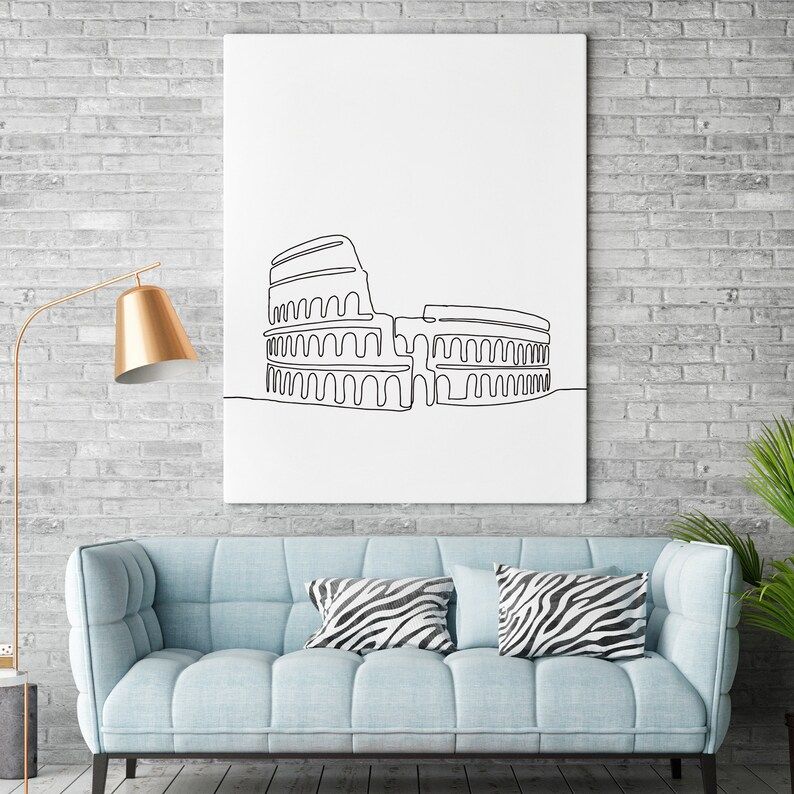 Printable Wall Art Colosseum One Line Drawing Poster | Etsy Within Line Art Wall Art (Photo 13 of 15)